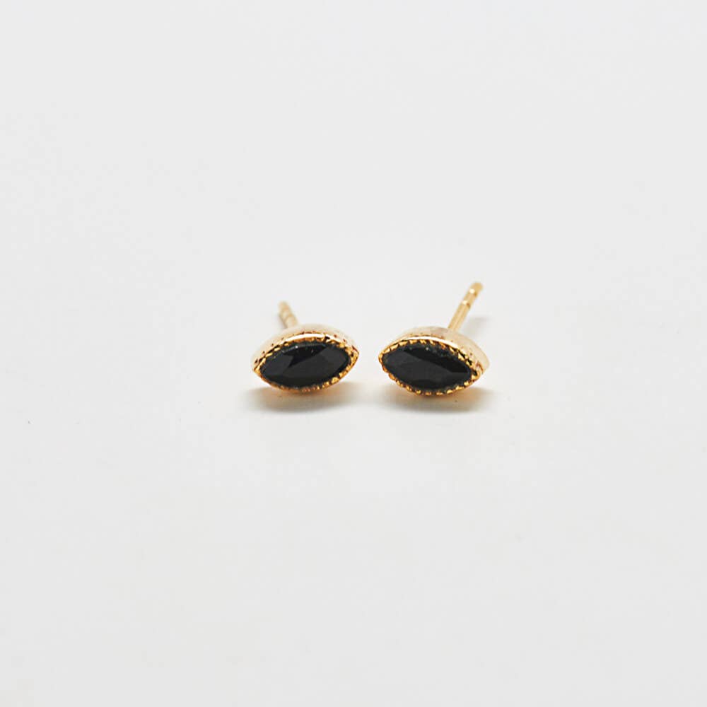 Onyx Natural Gemstone Teardrop Stud Earring - Jewelry - SPARROW