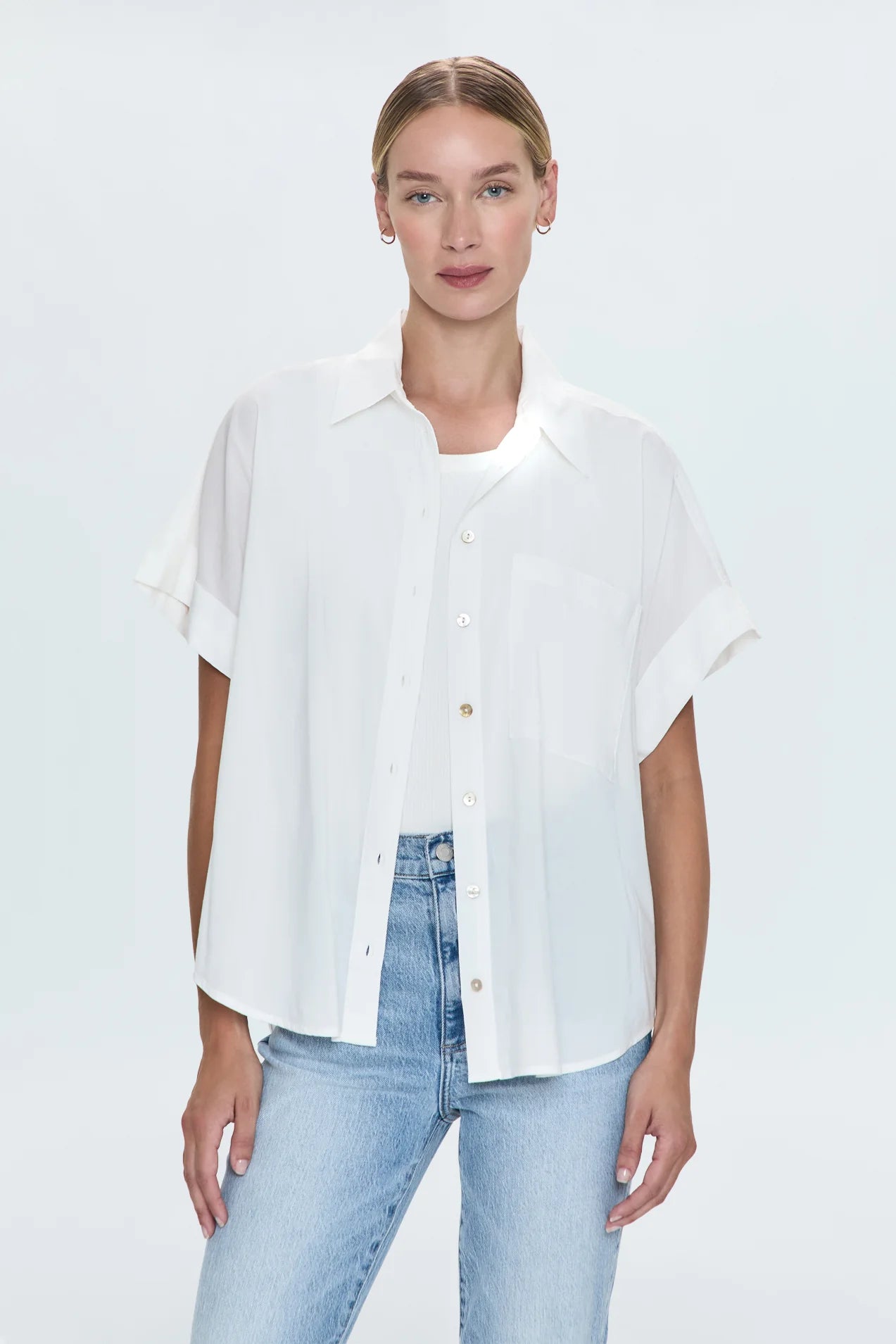 Pistola Donnie Short Sleeve Button Up - Le Blanc - SPARROW