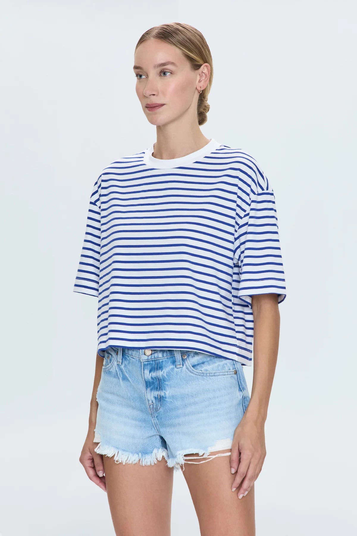 Pistola Mae Cropped Tee - Maritime White Stripe - SPARROW