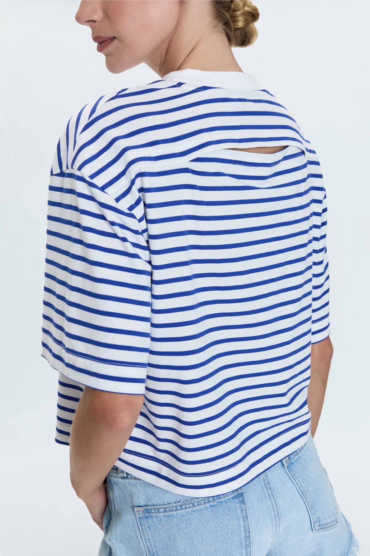 Pistola Mae Cropped Tee - Maritime White Stripe - SPARROW