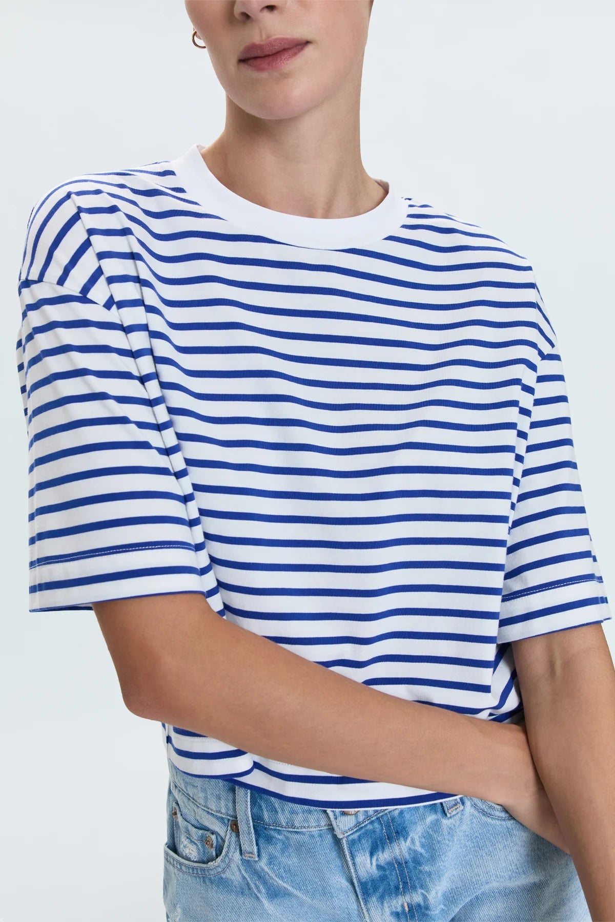 Pistola Mae Cropped Tee - Maritime White Stripe - SPARROW