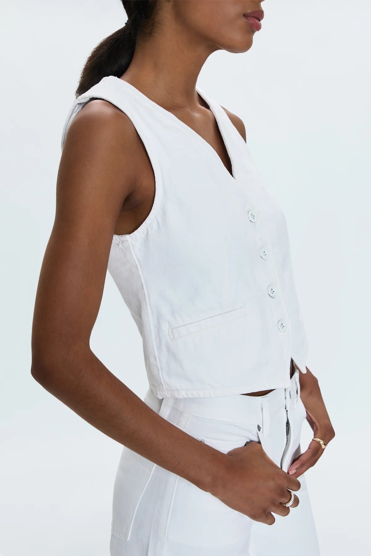 Pistola Vero Denim Vest - White - SPARROW