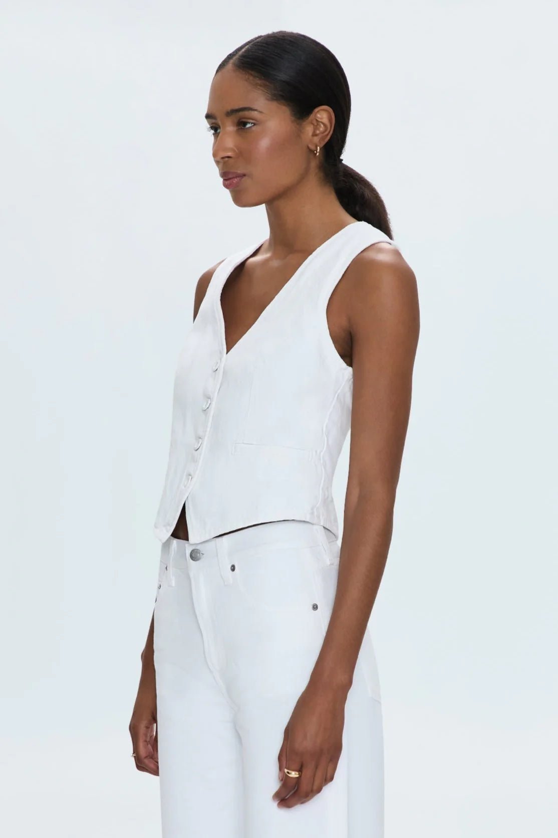 Pistola Vero Denim Vest - White - SPARROW