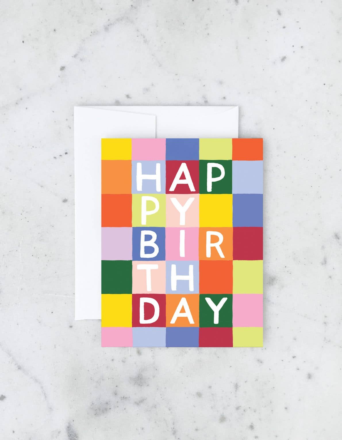 Rainbow Checks Birthday Card - SPARROW