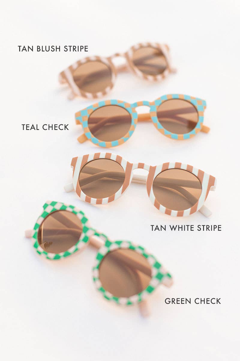Retro Groovy Toddler Kids Sunglasses: Green Check - SPARROW