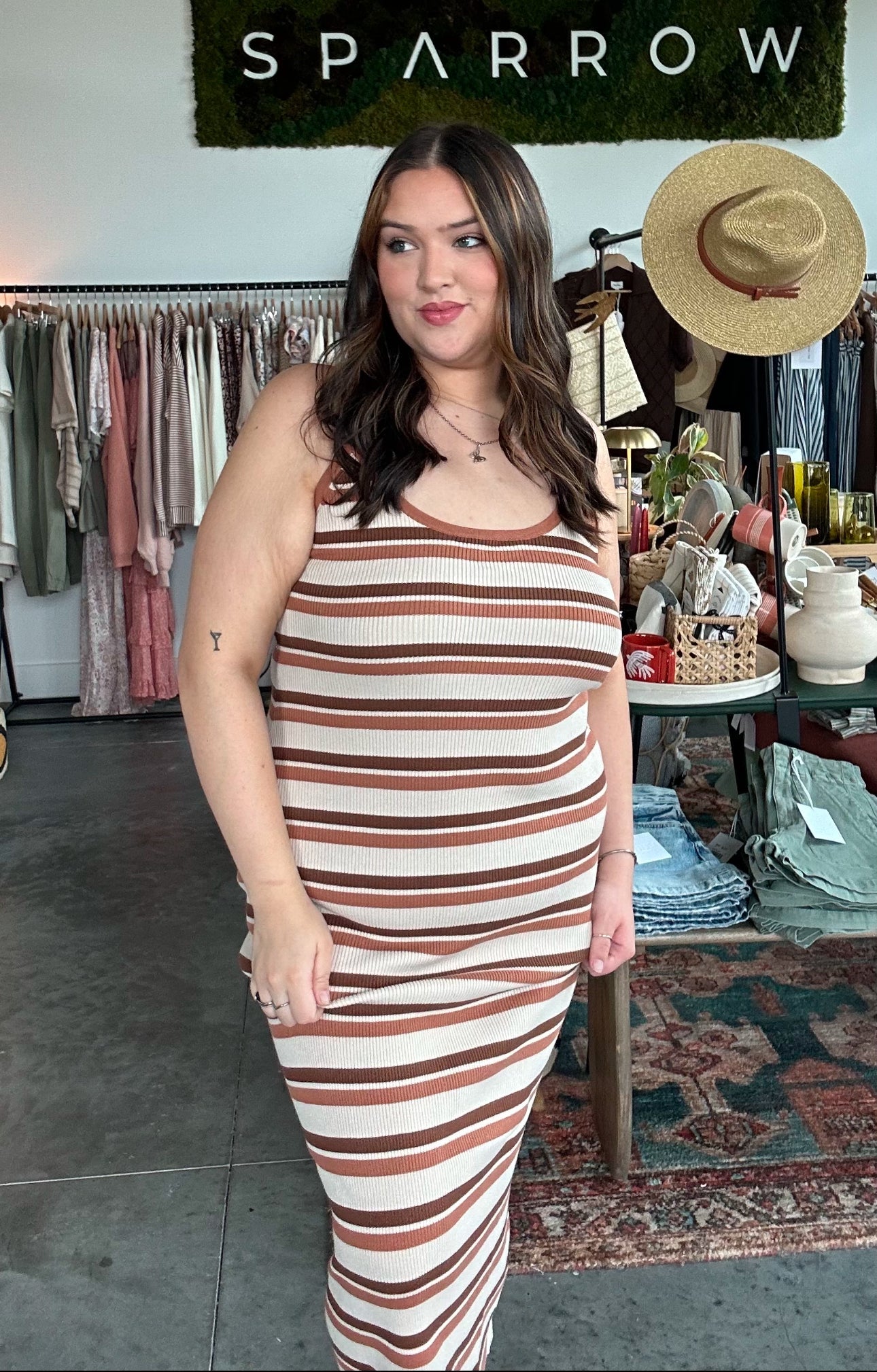 Rhythm Isla Striped Knit Midi Dress - SPARROW