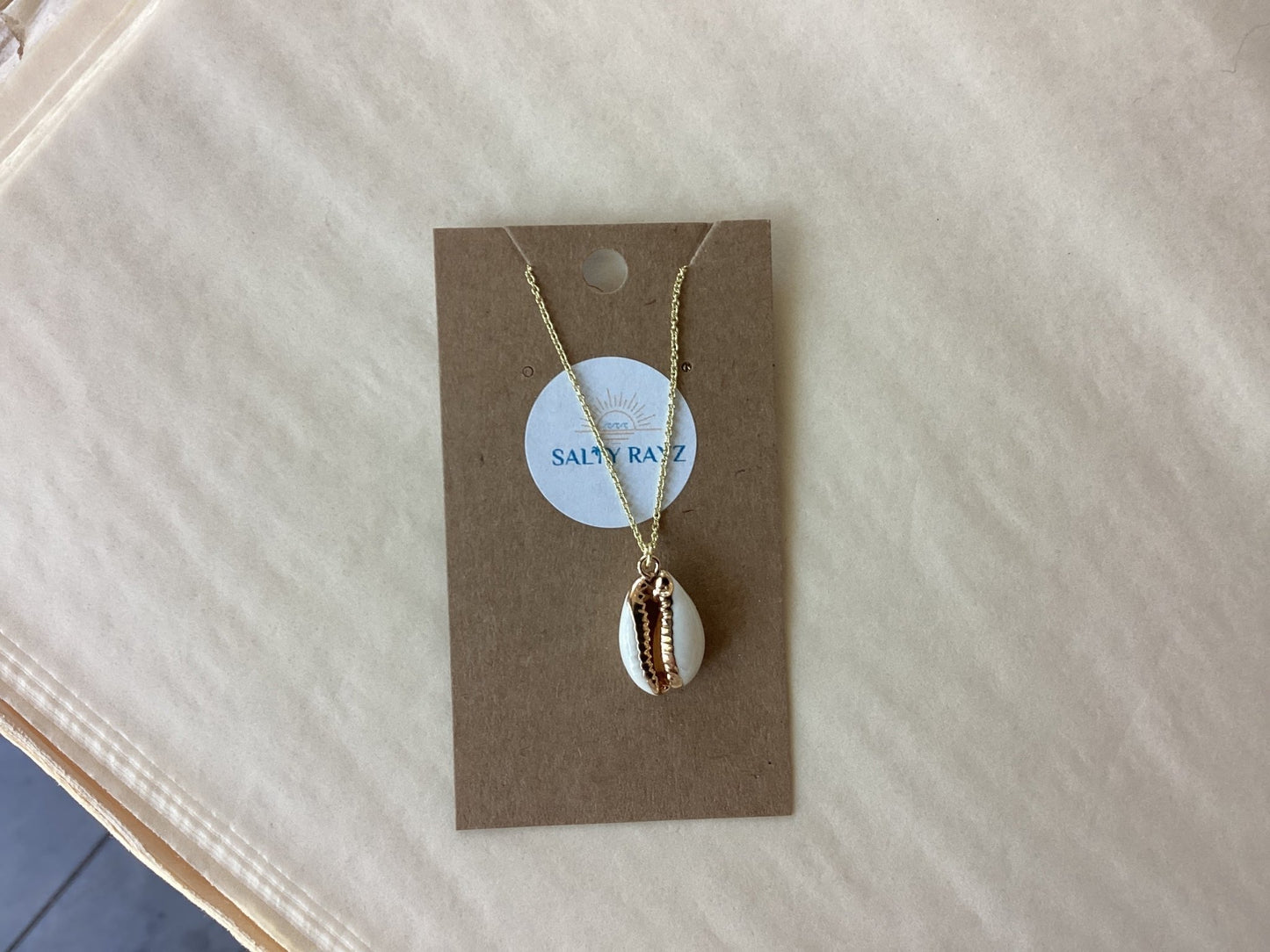Salty Rayz Coastal Cowrie Necklace 14K GP - SPARROW