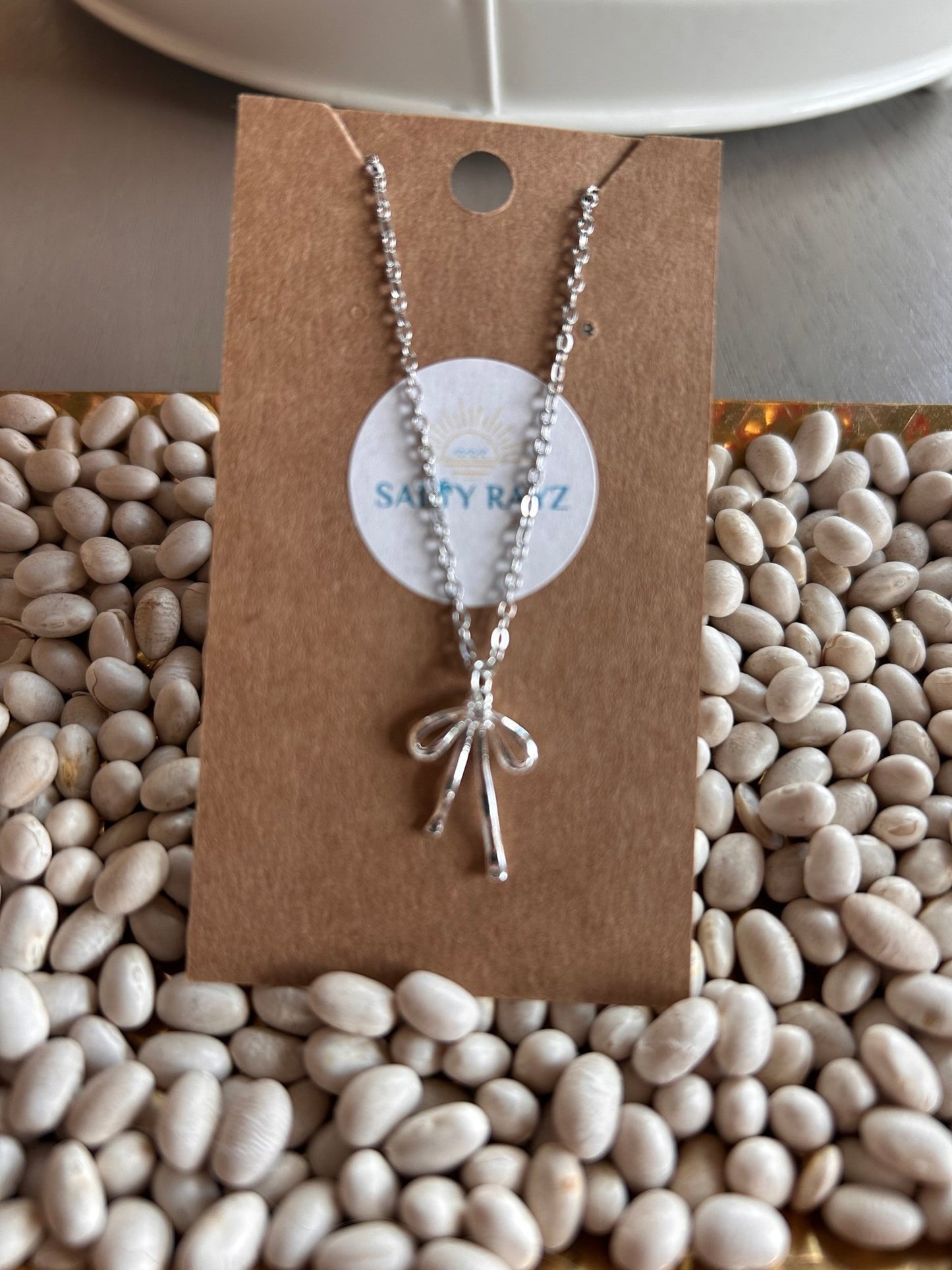 Salty Rayz Sophia Bow Necklace Silver - SPARROW