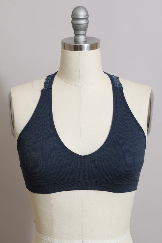 Seamless Front Lace Racerback Bralette - SPARROW