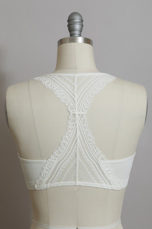 Seamless Front Lace Racerback Bralette - SPARROW