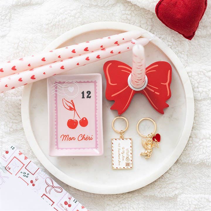 Set of 3 Love Heart Valentine's Day Taper Candles - SPARROW