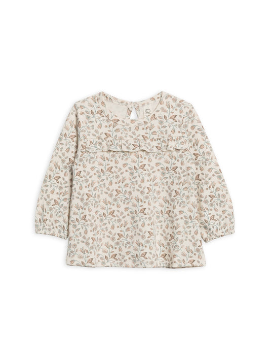 Sorren Ruffle Long Sleeve Top - Yuma Floral / Teal + Taupe - SPARROW