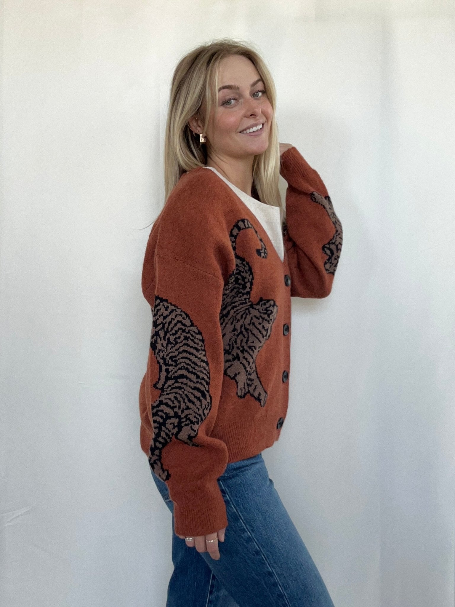 Tiger Cardigan - Rust - SPARROW