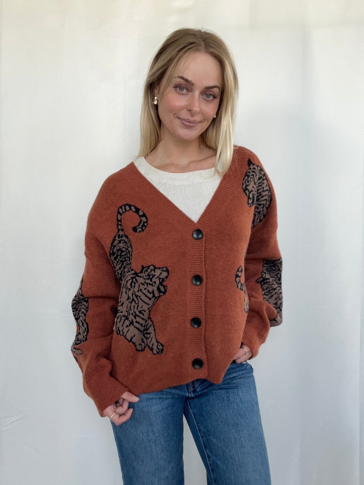 Tiger Cardigan - Rust - SPARROW