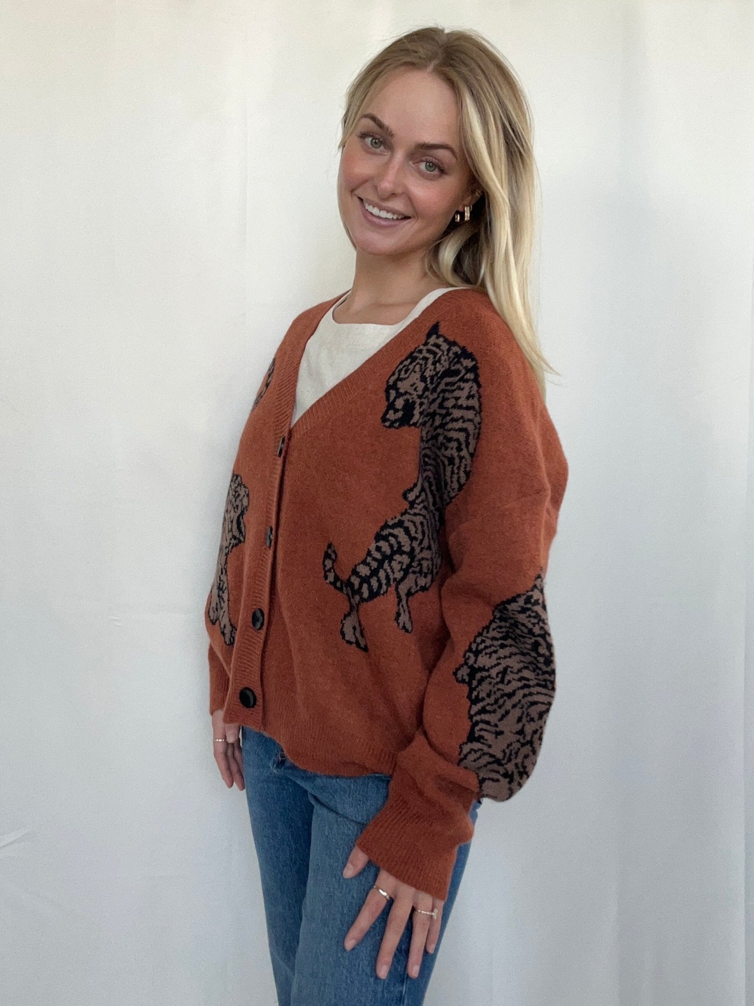 Tiger Cardigan - Rust - SPARROW
