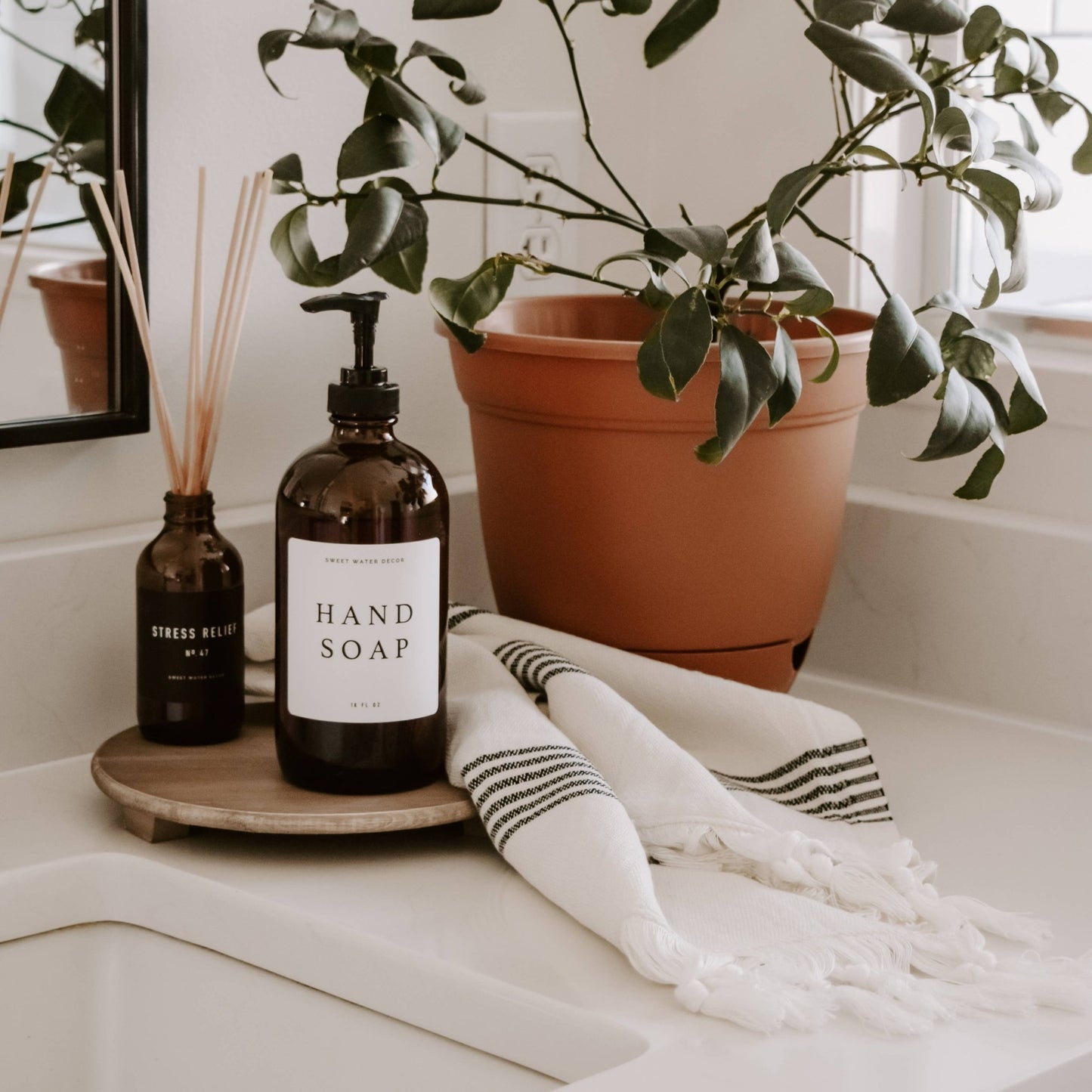 Turkish Cotton Hand Towel, Multi Stripe - SPARROW