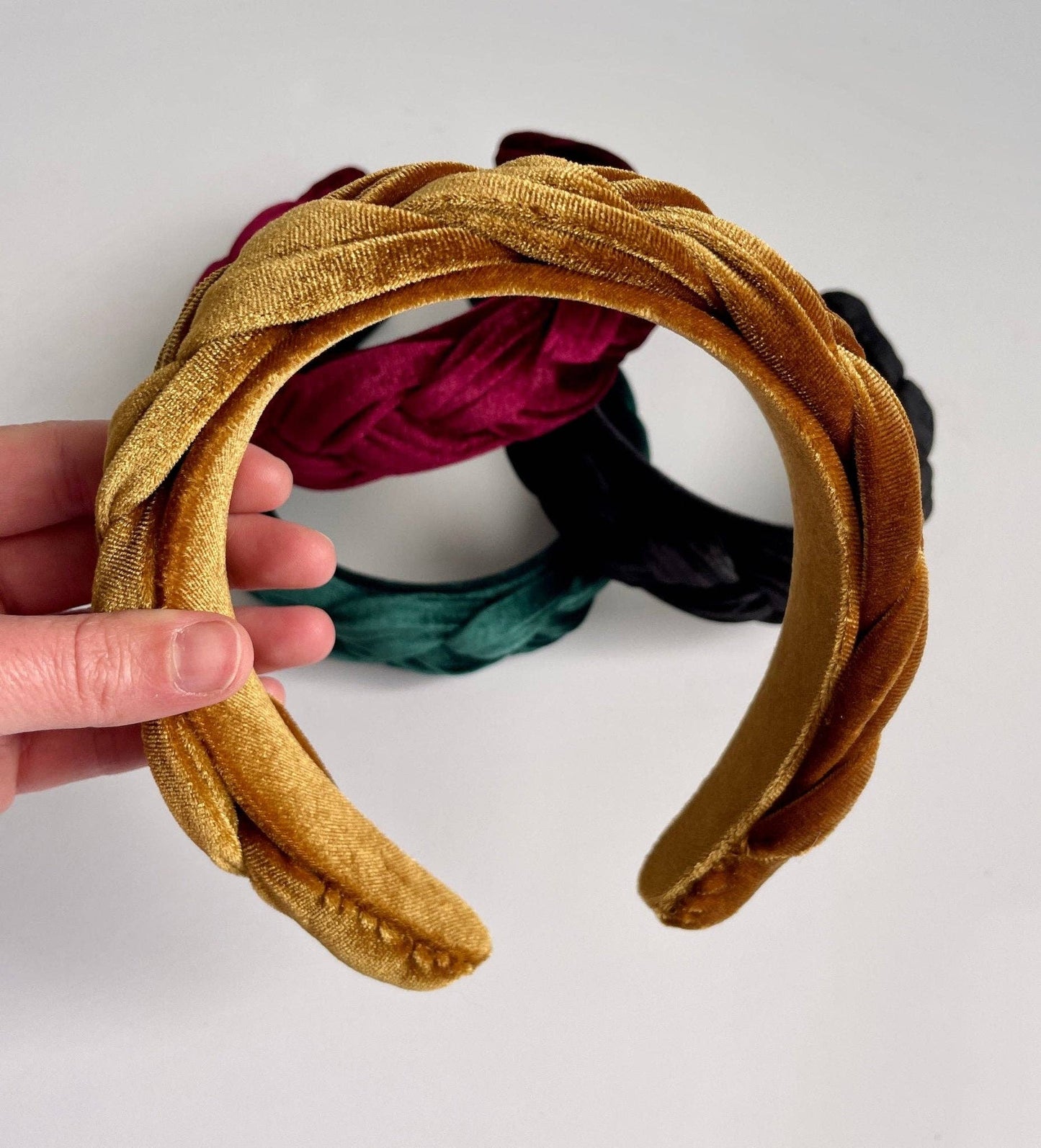 Velvet Braided Women's Headband - Gold - SPARROW