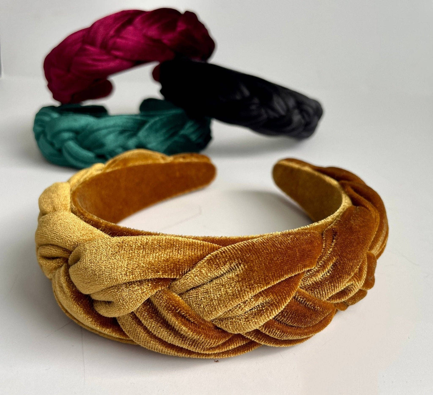 Velvet Braided Women's Headband - Gold - SPARROW