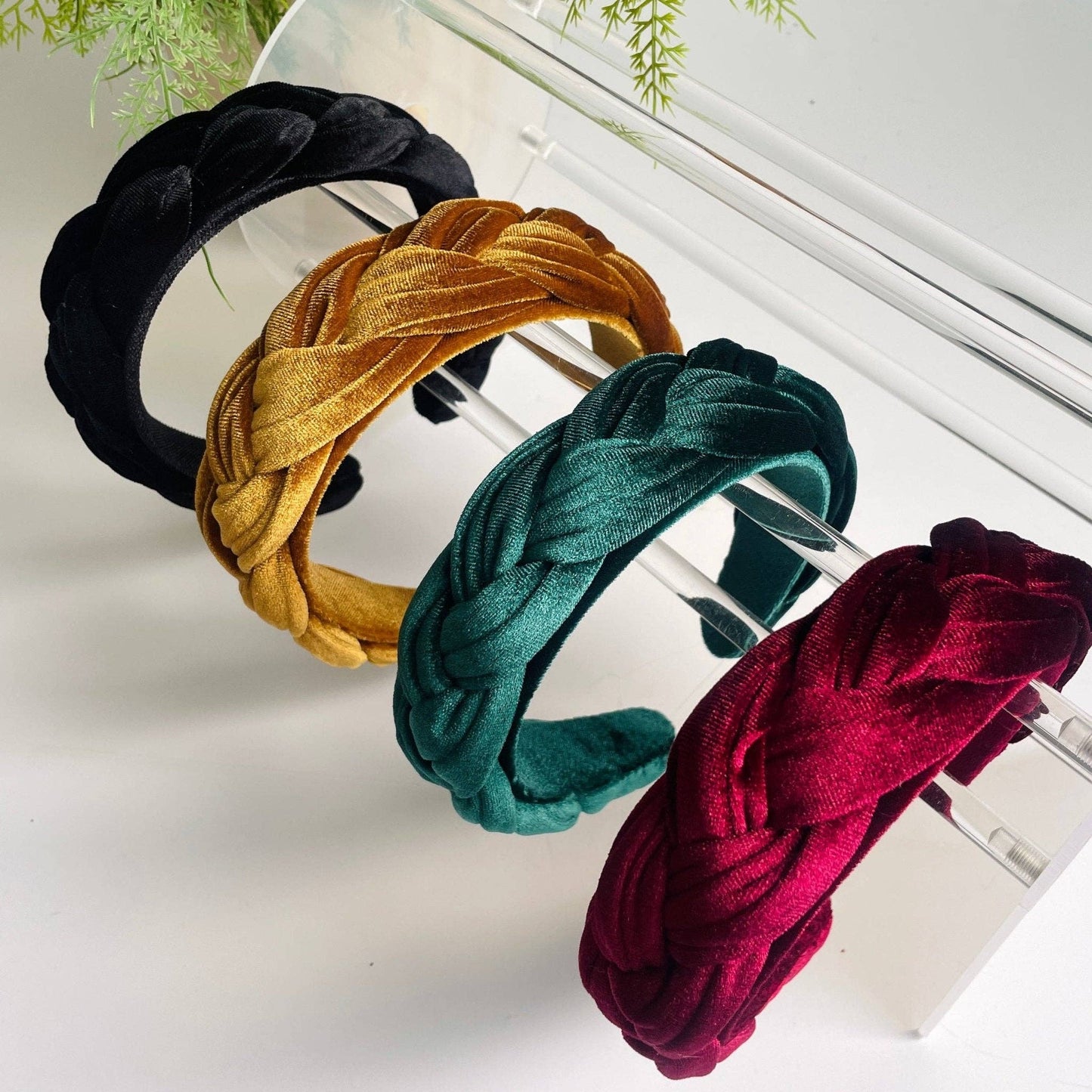 Velvet Braided Women's Headband - Gold - SPARROW