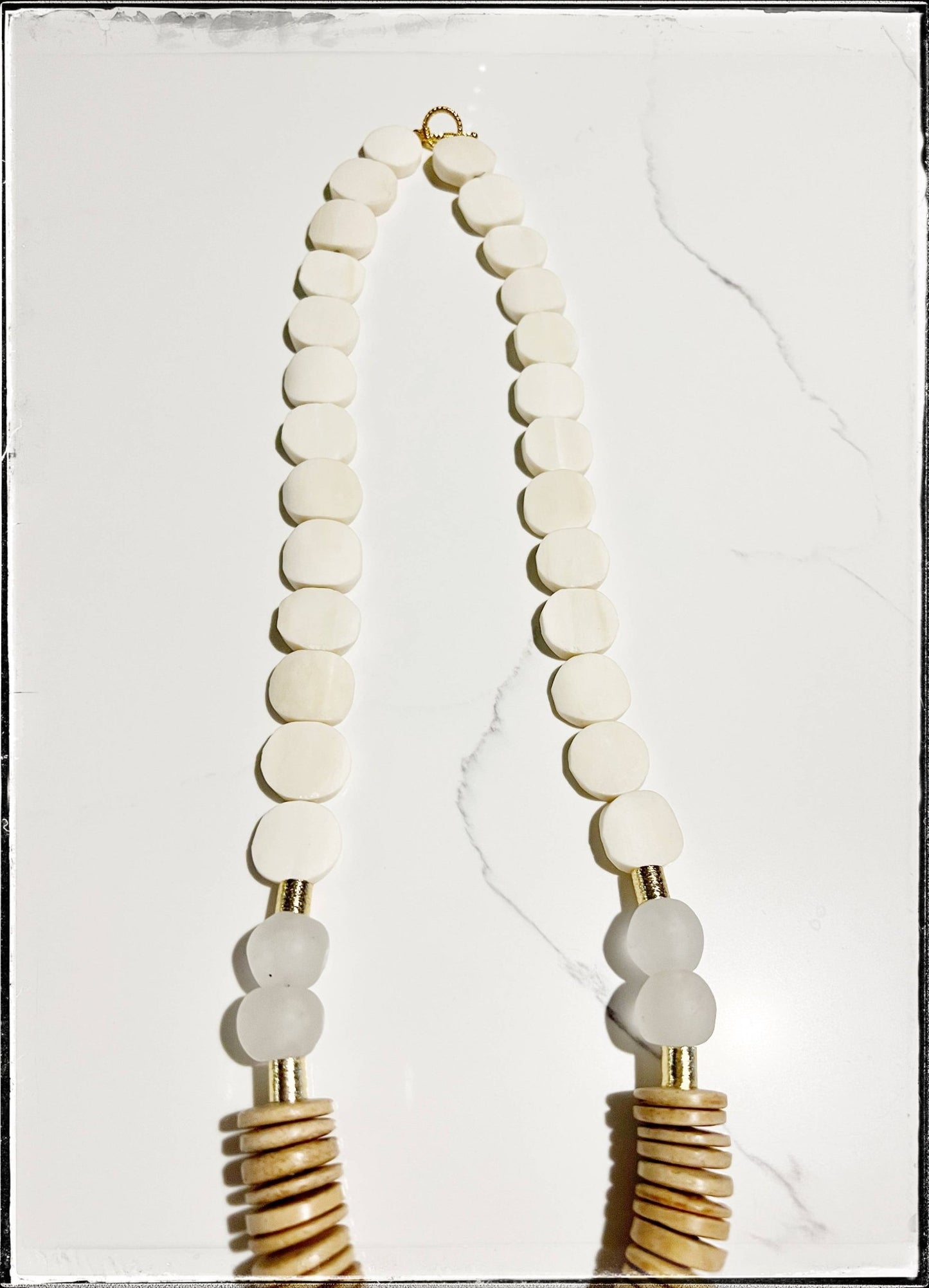 White African Bone Flat Bead Necklace - SPARROW