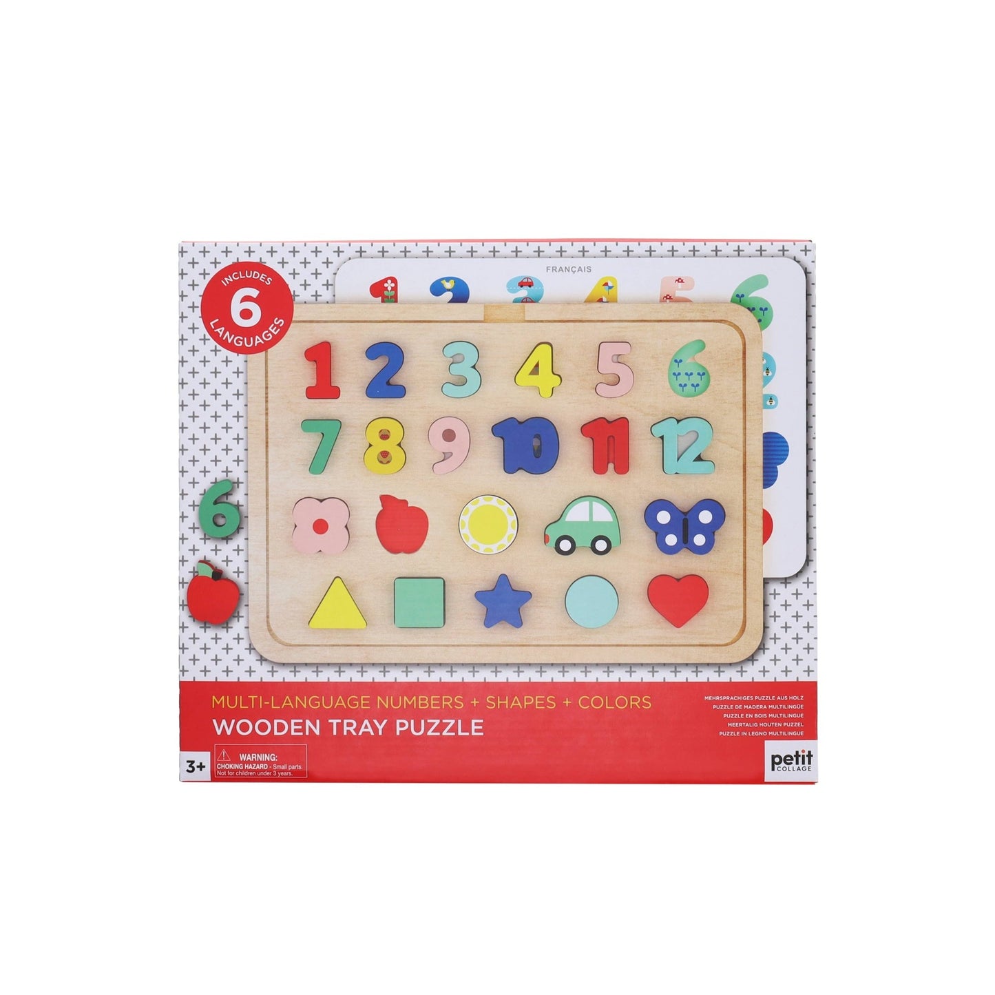 Wooden Tray Puzzle - Numbers, Shapes, Colors - SPARROW