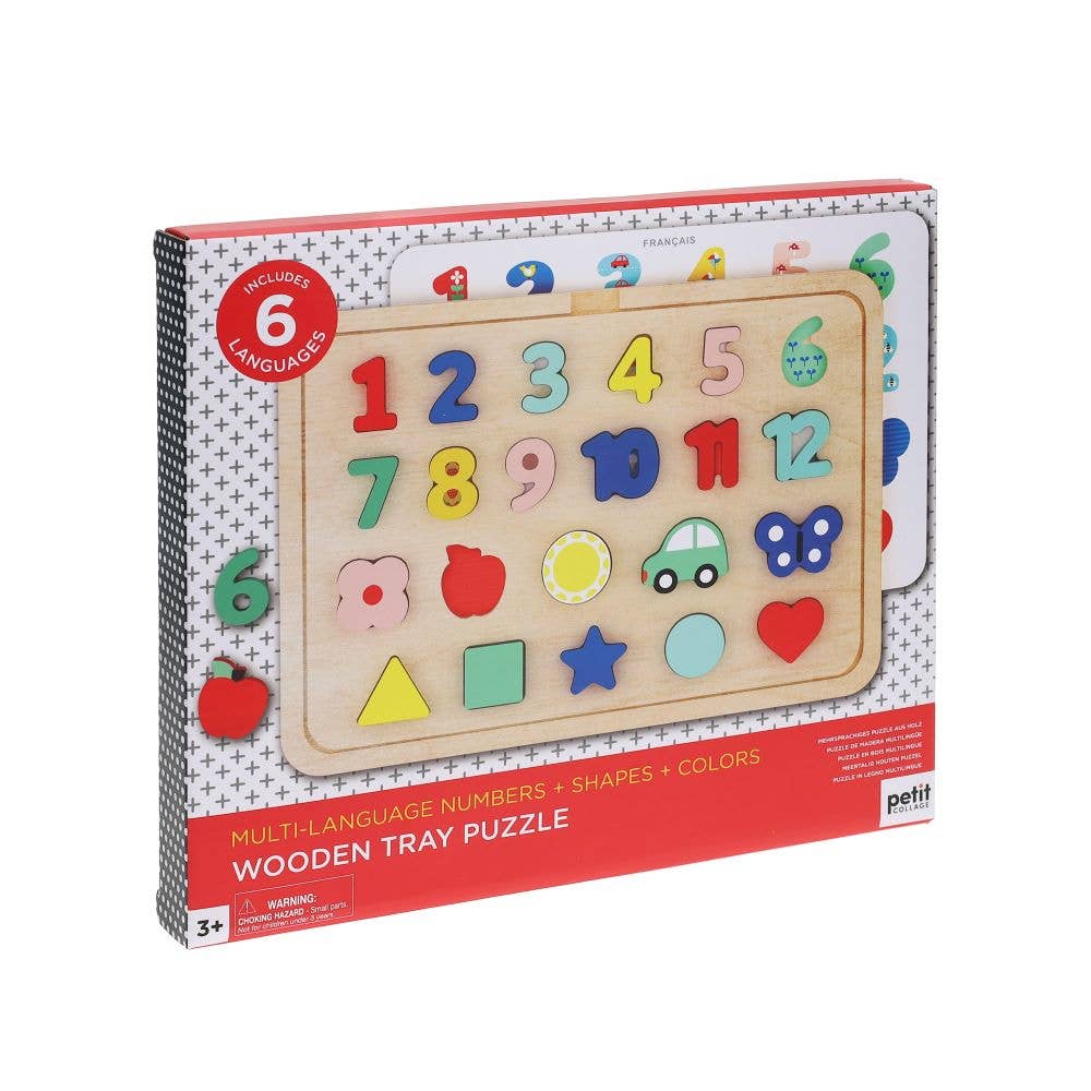 Wooden Tray Puzzle - Numbers, Shapes, Colors - SPARROW