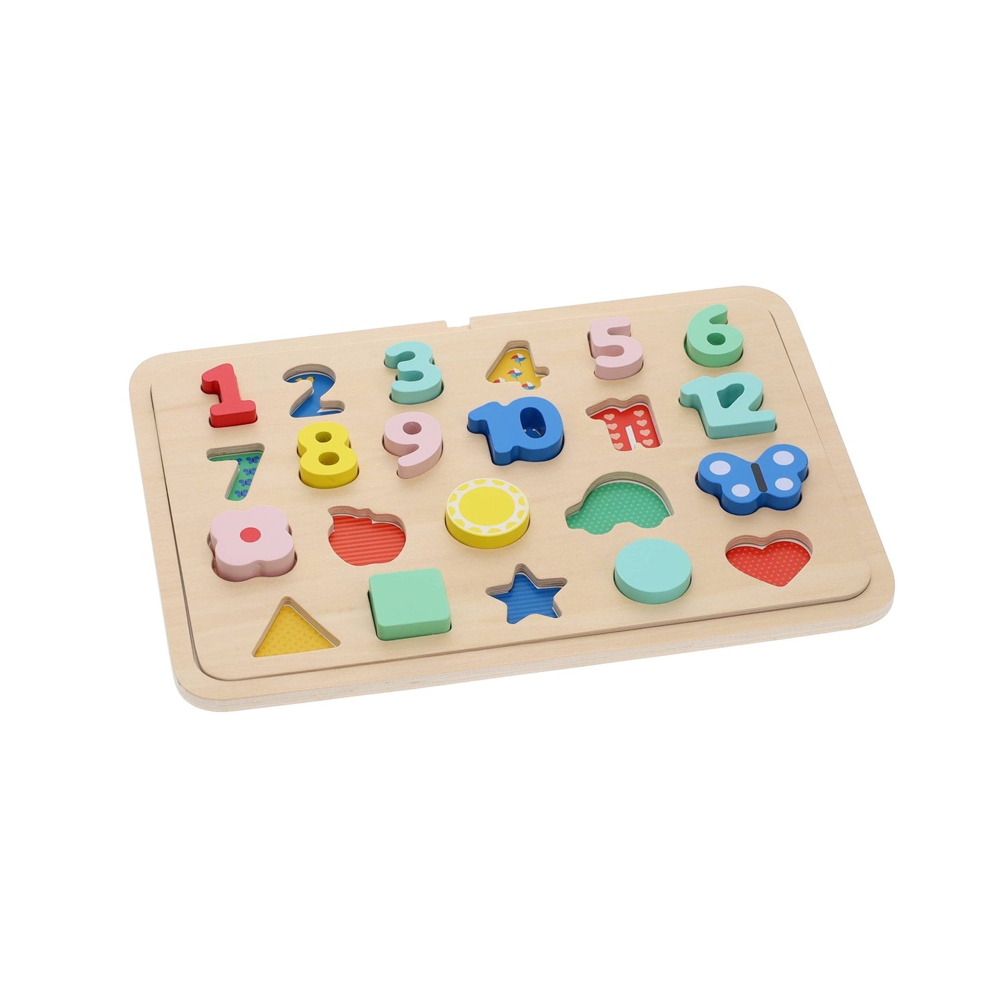Wooden Tray Puzzle - Numbers, Shapes, Colors - SPARROW