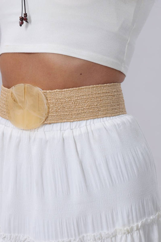 Woven Belt with Oversized Buckle - Natural - SPARROW