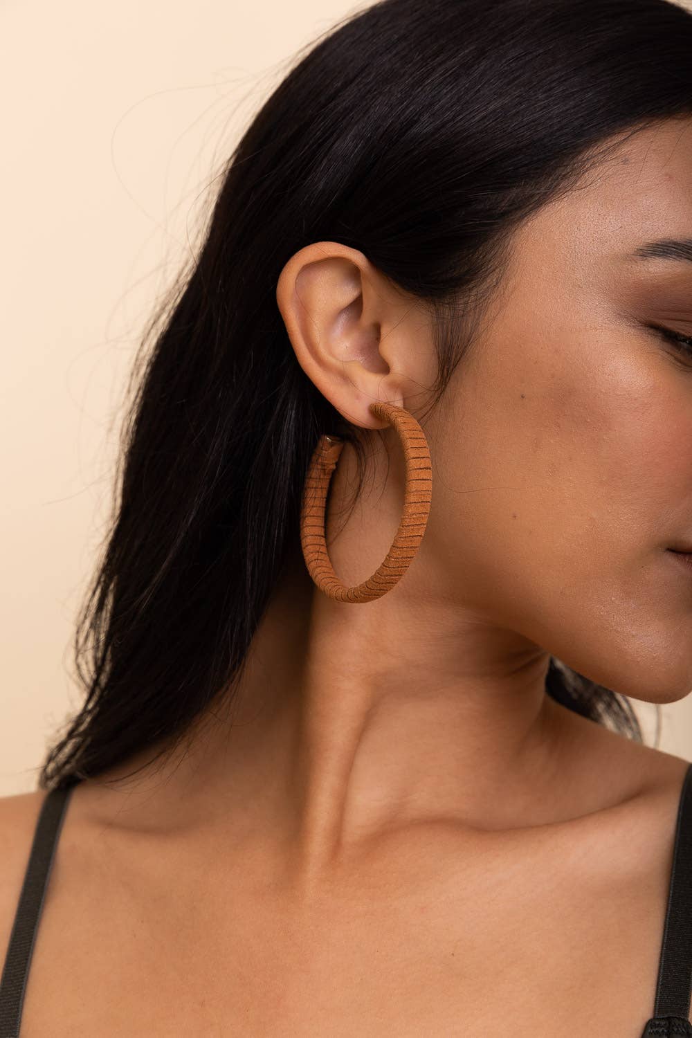 Suede Leather Wrapped Hoop Earrings