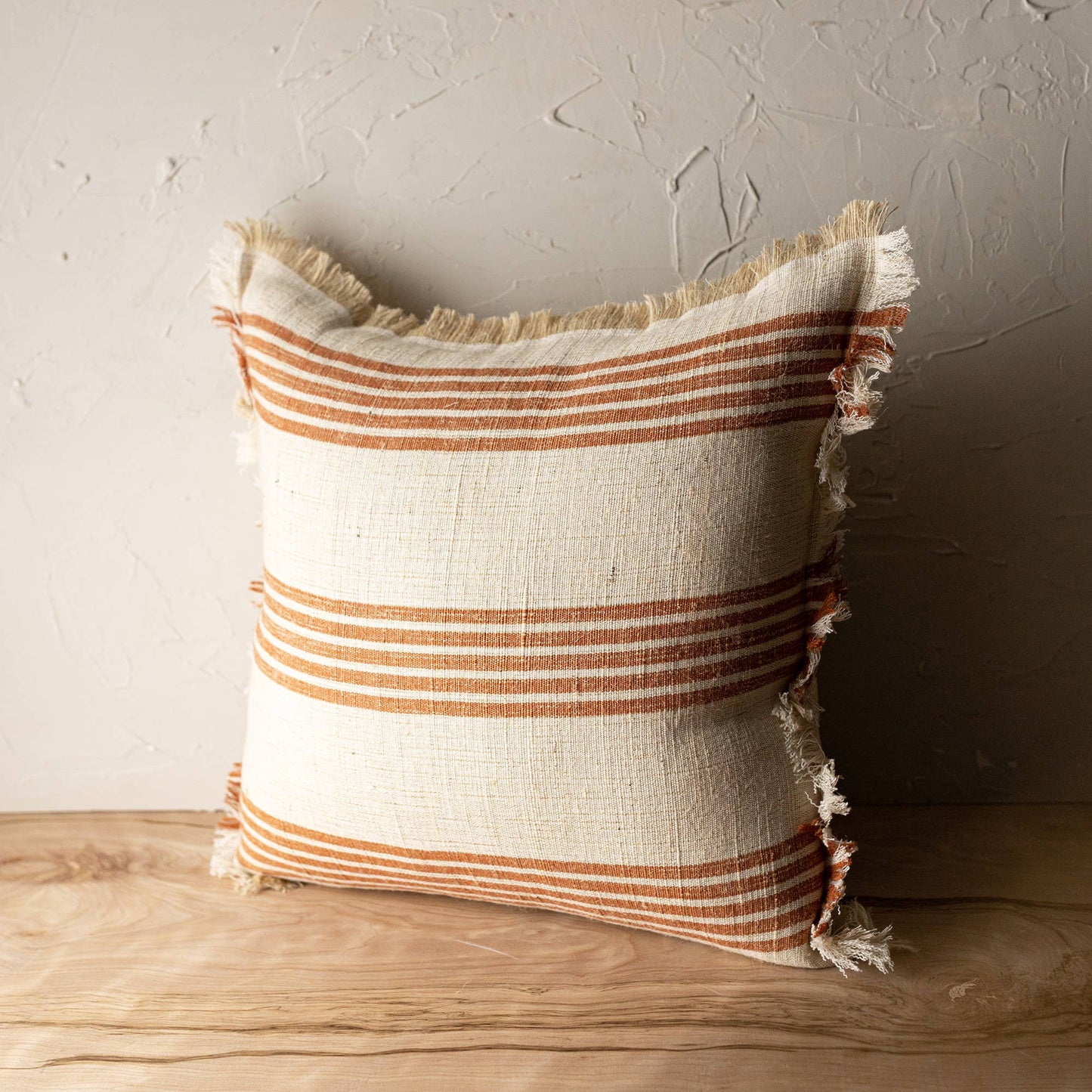 Edaline 18x18 Terracotta Striped Throw Pillow