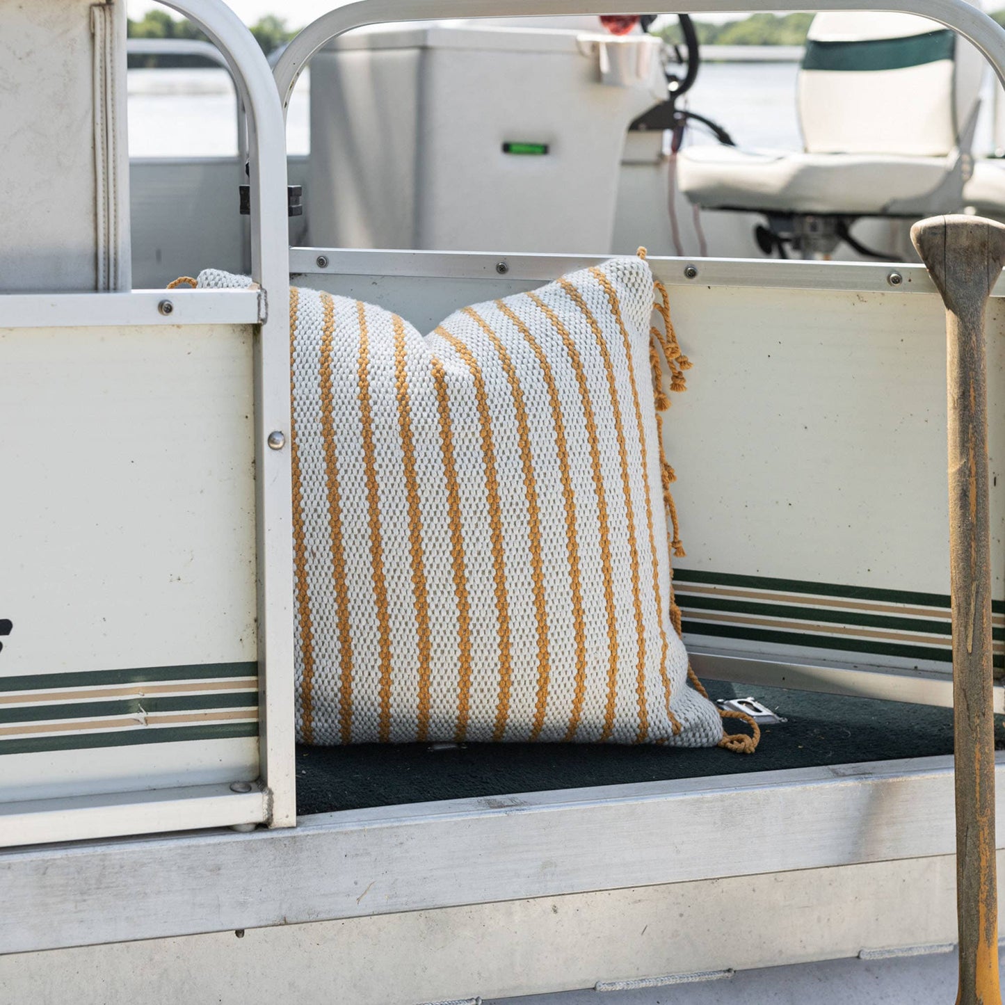 20X20 Hand Woven Liberty Striped Pillow Ochre - SPARROW