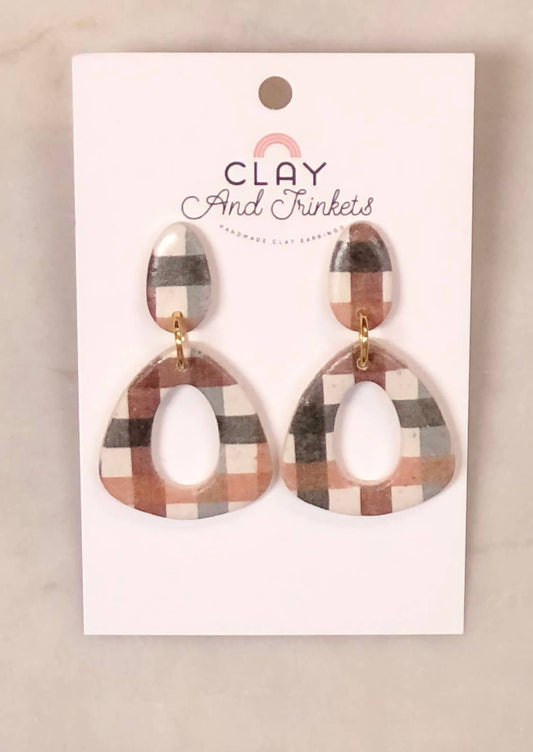 Plaid Distressed Fall Dangle Earrings