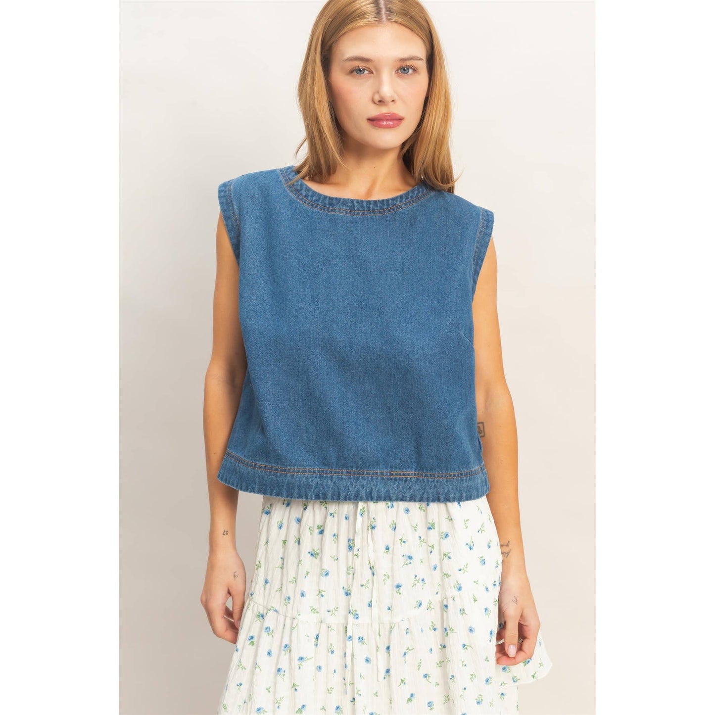 Kaci Denim Top - Blue