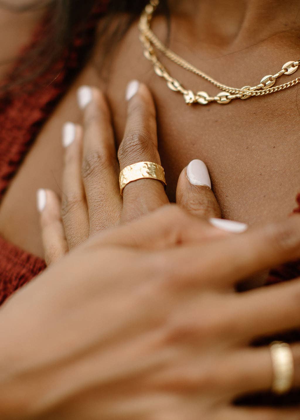 Large Textured Minimalist Ring