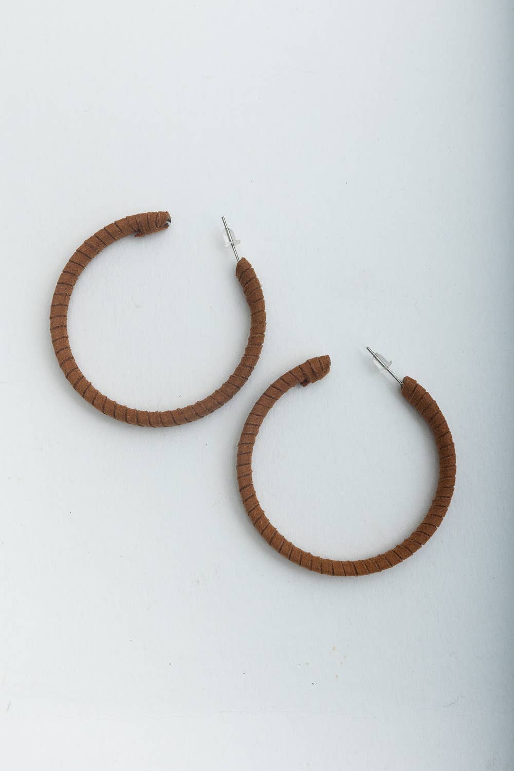 Suede Leather Wrapped Hoop Earrings