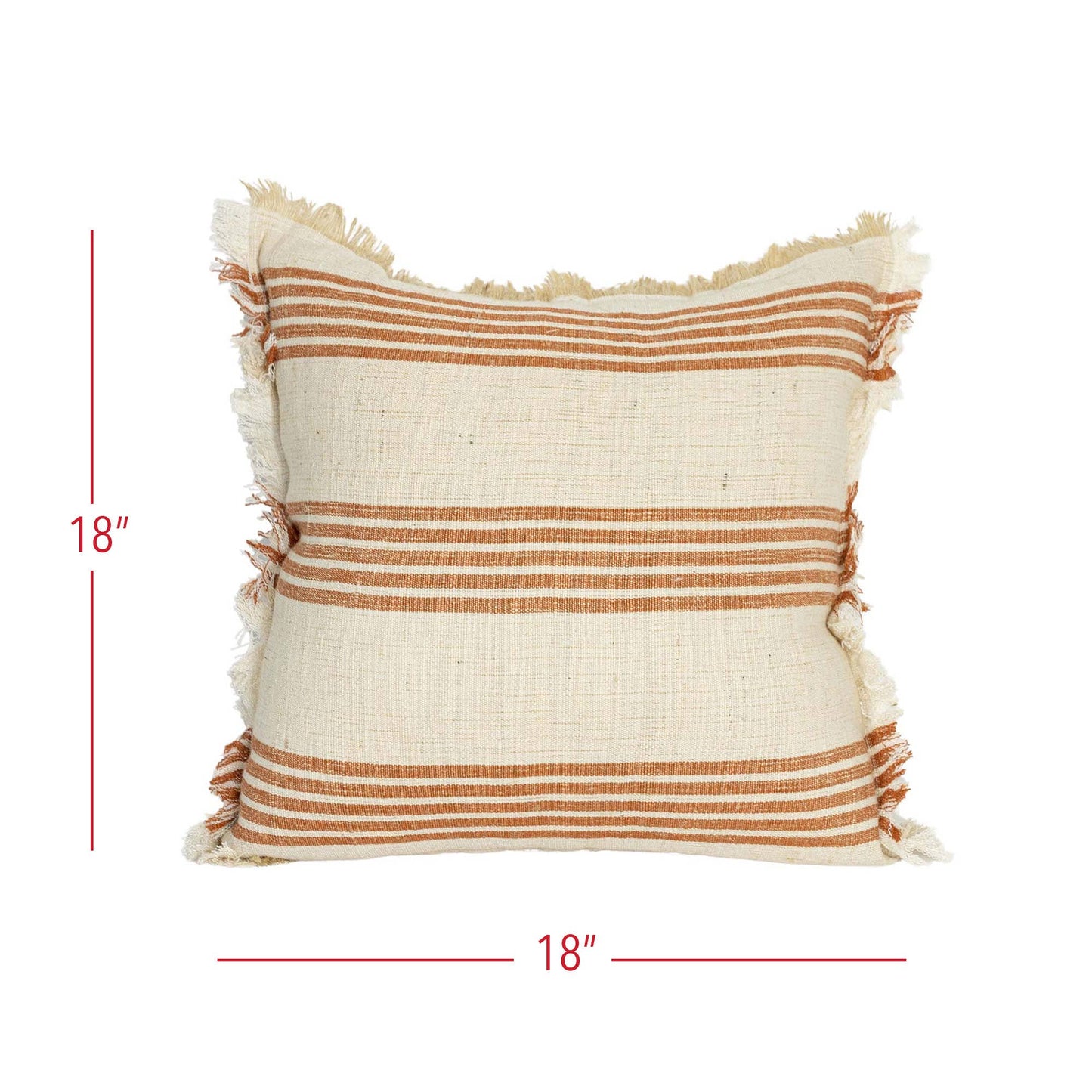 Edaline 18x18 Terracotta Striped Throw Pillow