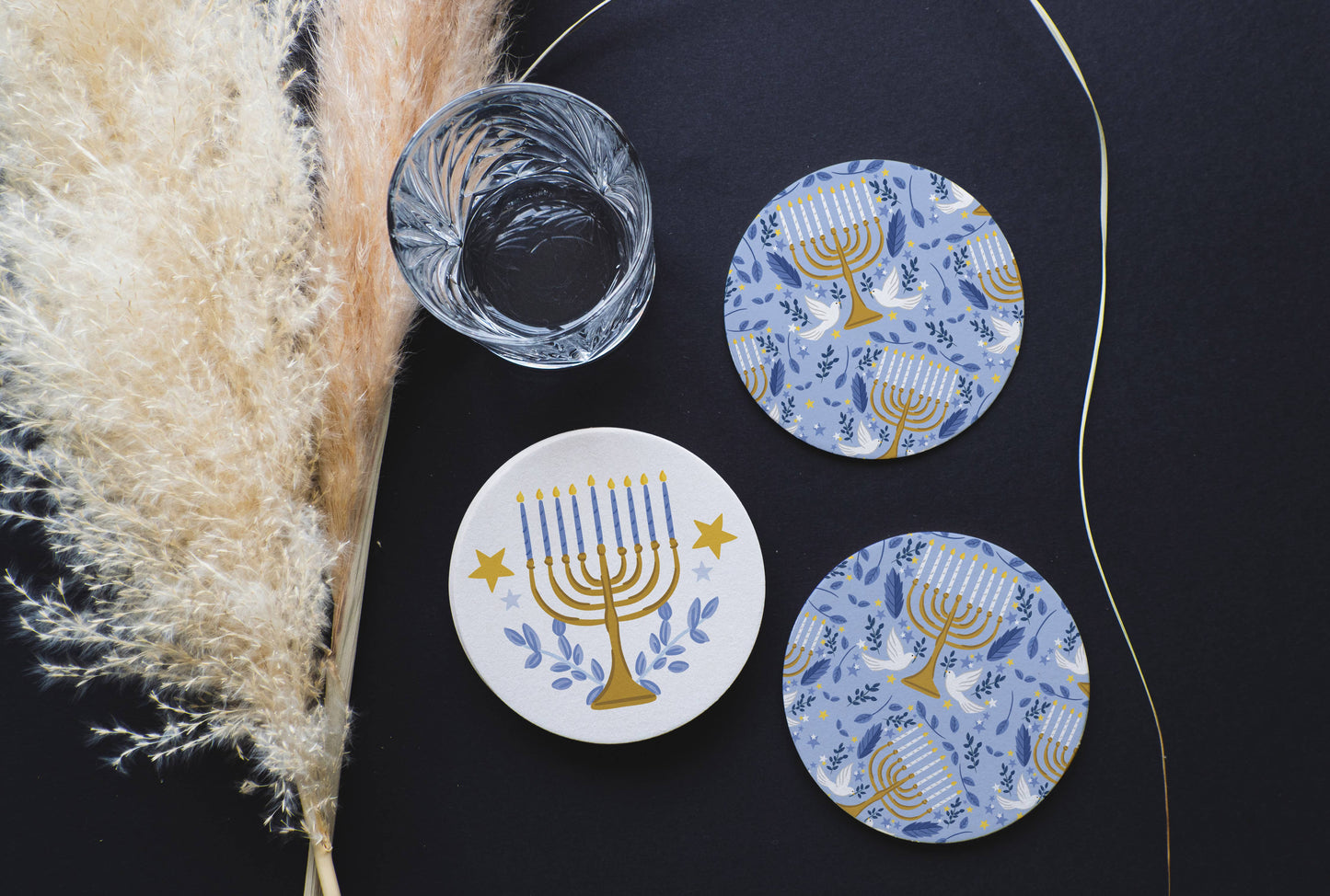 Hanukkah Double-Sided Coaster Set of 4