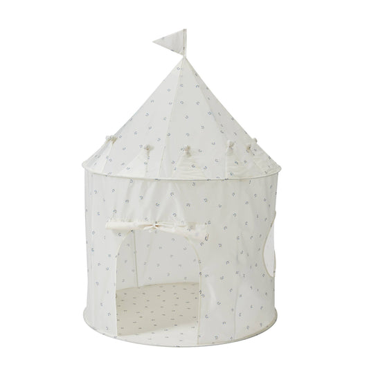 Recycled Fabric Play Tent Castle - Prints: Blueberry Ivory