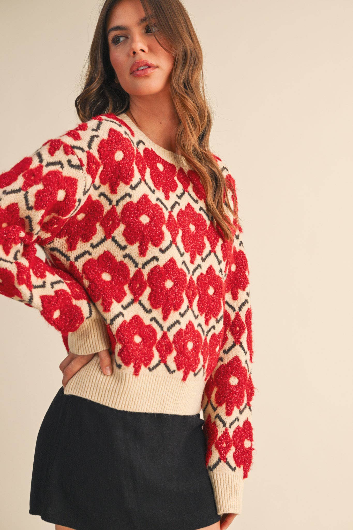 Ada Floral Sweater - Red