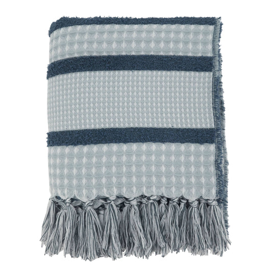 Reversible Waffle Weave Throw Blanket | Navy Blue