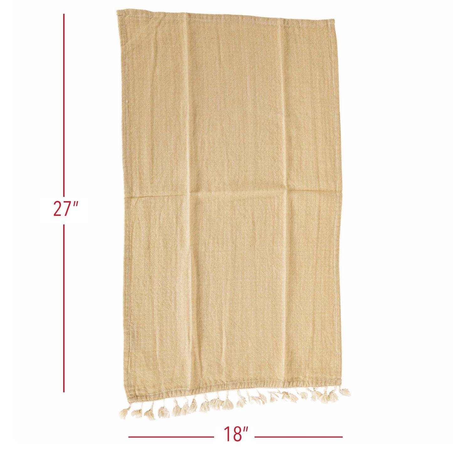 Bea Kitchen Towel Tan Cotton with Fringe Tassels