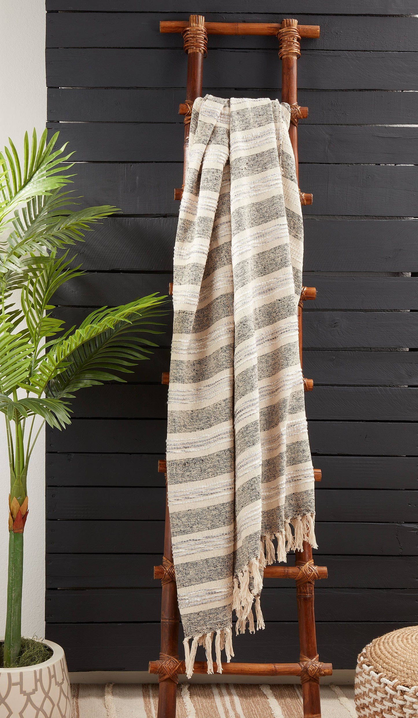 Striped Throw Blanket | Grey