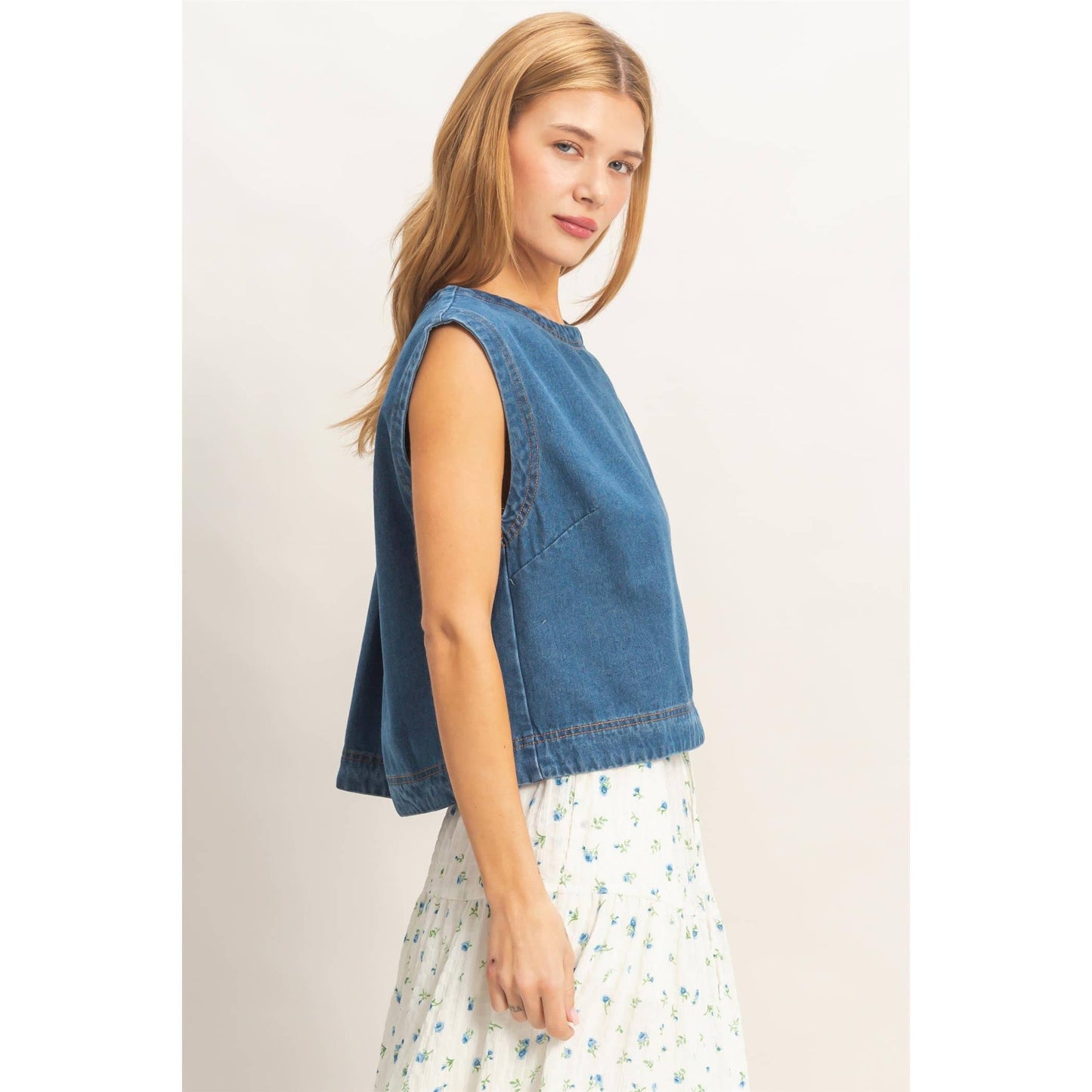 Kaci Denim Top - Blue