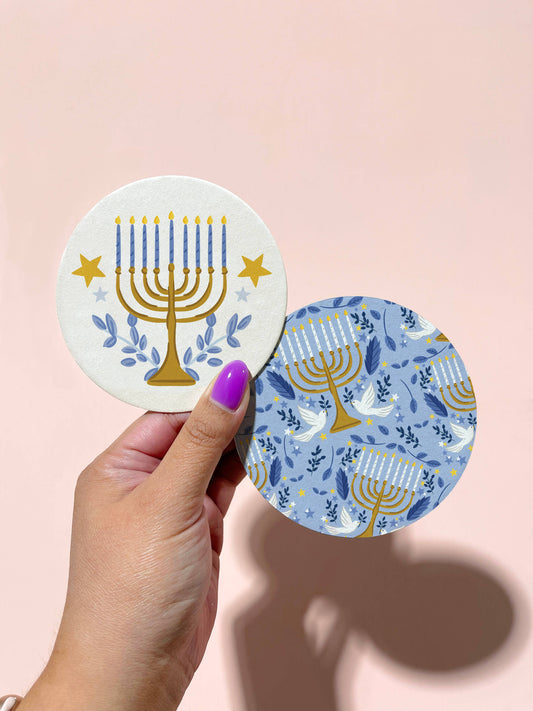 Hanukkah Double-Sided Coaster Set of 4