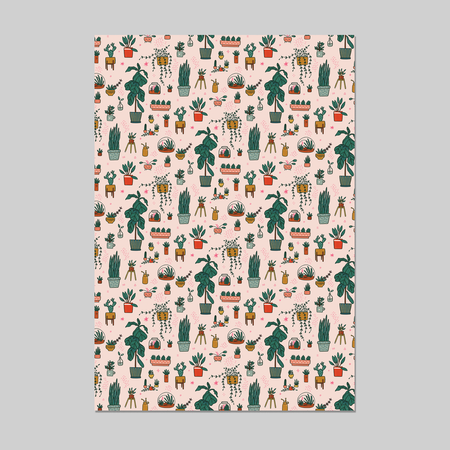 House Plants Wrapping Paper - 3 Sheet Roll