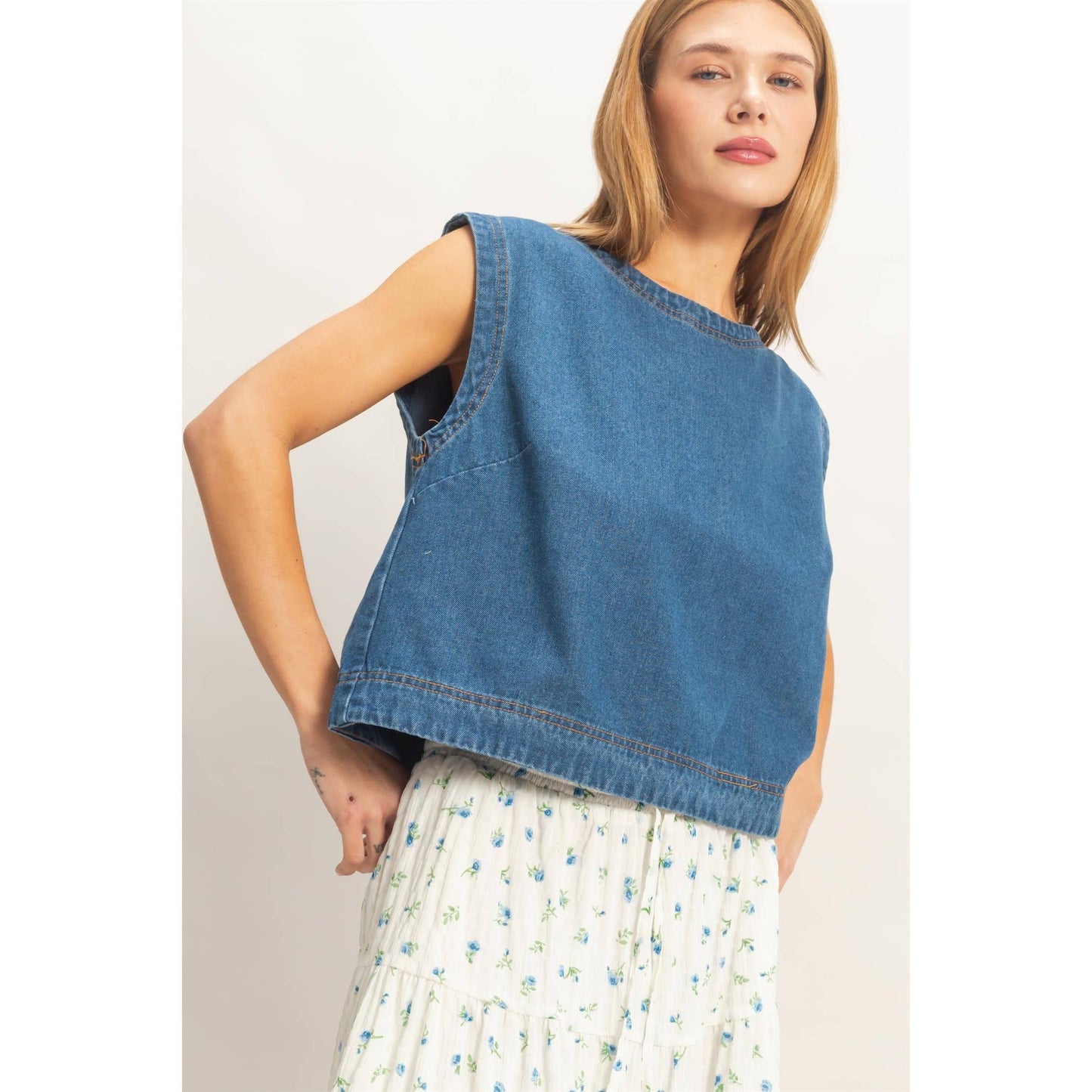 Kaci Denim Top - Blue