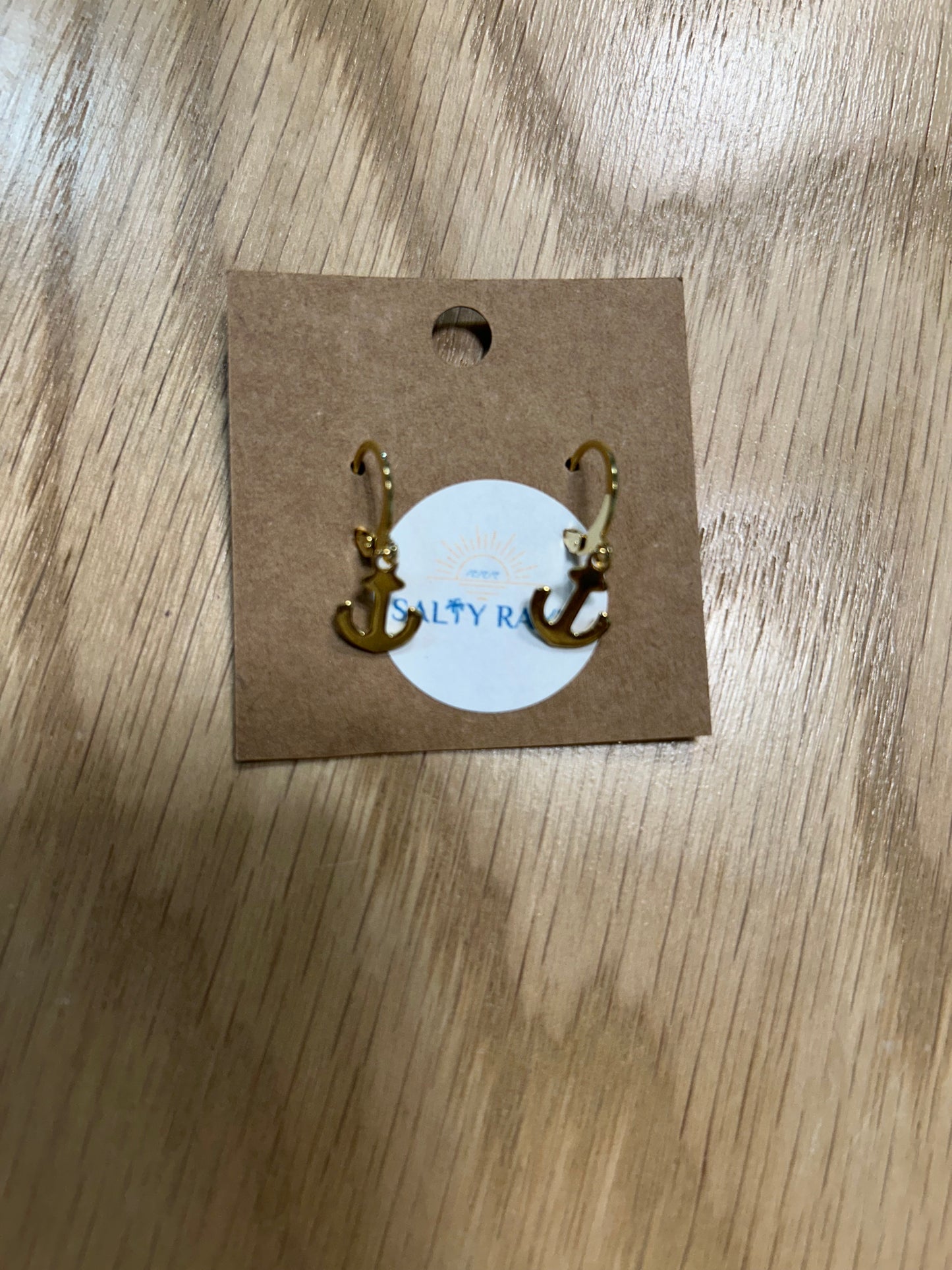 Salty Rayz Anchor Mini Hoops 24KGP