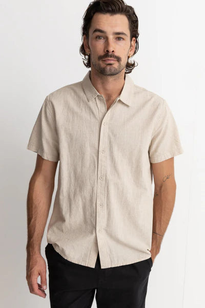 Rhythm. Classic Linen Ss Shirt - Sand