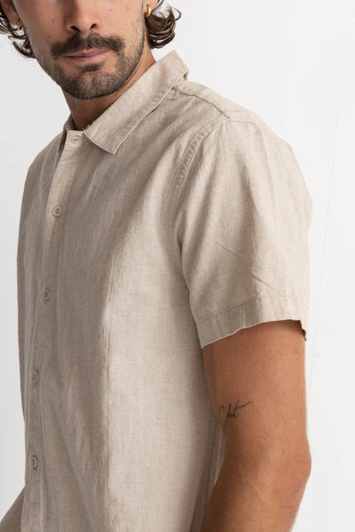 Rhythm. Classic Linen Ss Shirt - Sand