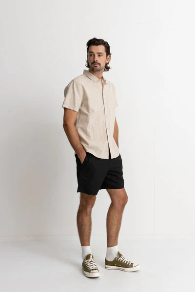 Rhythm. Classic Linen Ss Shirt - Sand